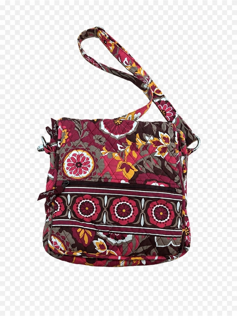 Vera Bradley Quilted Floral Crossbody Bag in Burgundy and Pink